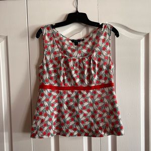 Boden sleeveless top Size 12 Blue, white, coral pattern